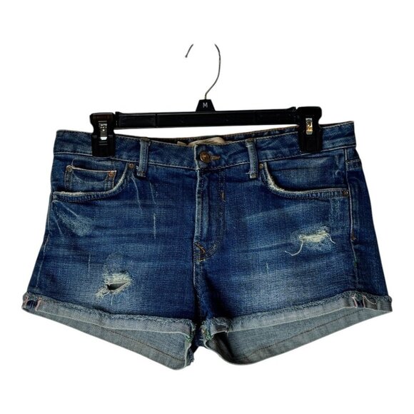 Zara Woman Shorts Women 4 Blue Premium Selvedge Denim Distressed Jean Shorts - Picture 1 of 10
